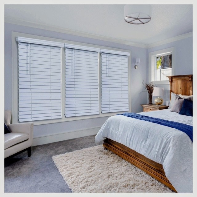 Faux wood blinds installation in Georgetown, TX