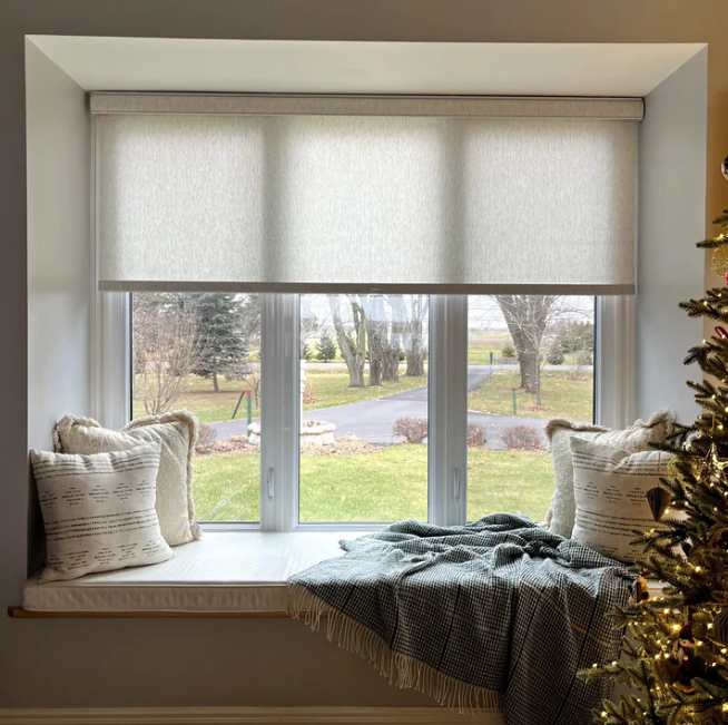 Custom roller shades in a Leander, TX home
