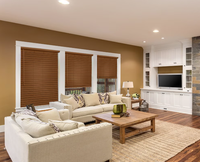 Custom horizontal blinds in a Georgetown, TX home